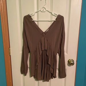 Tan/Brown Long Sleeve Top